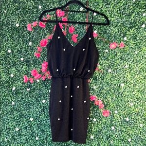 Fashion Nova Black Mini Sundress with Spaghetti Straps for Cocktail